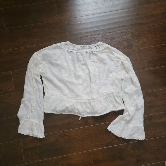 Free People Sweet Love Blouse Womens M Boho Hippie Vintage Peasant Embroidered - Picture 3 of 7